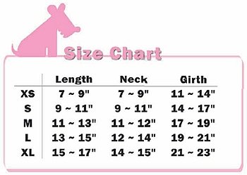 Doggles Harness Size Chart